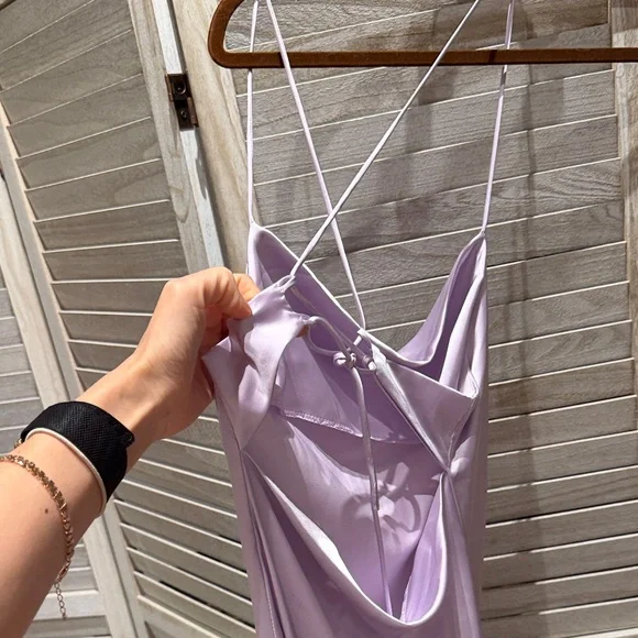 Lilac Satin Slip Dress - Picture 5 of 7